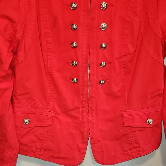 INC International Concepts Holiday Red Military Zip Up Utility Jacket XL - Picture 5 of 9